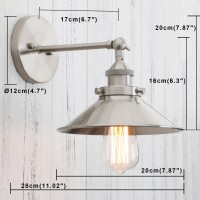 Permo Vintage Industrial Metal Wall Sconce Lighting 180 Degree Adjustable Wall Lamp (Brushed)