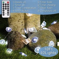 Impress Life Decorative String Lights, Sea Glass Festive Beach Themed 10 Ft 40 Leds Battery&Usb Cord Operated Eco-Friendly With Multi-Function Remote For Tent Wedding Nursery Bedroom Party Ornament