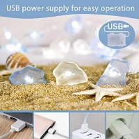 Impress Life Decorative String Lights, Sea Glass Festive Beach Themed 10 Ft 40 Leds Battery&Usb Cord Operated Eco-Friendly With Multi-Function Remote For Tent Wedding Nursery Bedroom Party Ornament