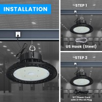 Ledmyplace 150 Watt Ufo High Bay Light For Commercial Use, 5700K Cool White, 1-10V Dimmable, 21750 Lumens, Ip565 Waterproof Lighting Fixture For High Ceiling Areas, Workshop, Garage, Factory