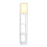 Floor Lamp Etagere Organizer Storage Shelf With Linen Shade