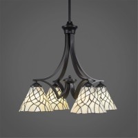 Zilo 4 Light Chandelier Shown In Matte Black Finish With 7 Sandhill Art Glass