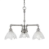 Vintage 3 Light Chandelier Shown In Aged Silver Finish With 7