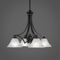 Zilo 4 Light Chandelier Shown In Matte Black Finish With 7 Frosted Crystal Glass