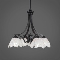 Zilo 4 Light Chandelier Shown In Matte Black Finish With 7 Italian Ice Glass