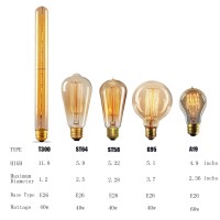 Goendr T300/T10 Long Light Bulb, E26 Base Amber Vintage Edison Bulb, Dimmable Tubular Unique Decorative Filament Light Bulb For Wall Sconces & Pendant Lantern Industrial Fixture Pendant Lamp(4 Pack)