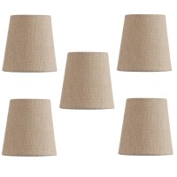 Upgradelights Beige Linen 4 Inch Mini Clip On Chandelier Lamp Shade (Set Of 5) 2.5X4X4