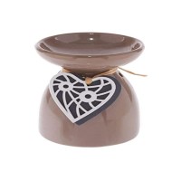 Ceramic Oil Burner Wooden Heart Motif