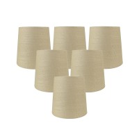 Meriville Set Of 6 Maize Linen Clip On Chandelier Lamp Shades, 4-Inch By 5-Inch By 5-Inch