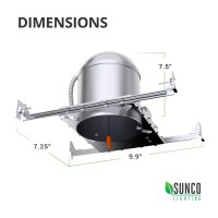 Sunco 6 Pack 6 Inch Recessed Lighting Housing Can Light New Construction Air Tight Ceiling Can 120277V Hard Wired Tp24 Conn