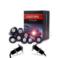 Leadtops Eagle Eye Led Lights, 10-Pack Diy 12V Ultra Thin 23Mm Eagle Eye Bulb Fog Tail Drl Daytime Running Lights Red Kit For Car Motorcycle (Red, Black)