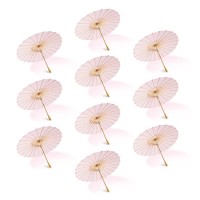 Quasimoon Paperlanternstore.Com Bulk Case 32 Inch Pink Paper Parasol Umbrellas (10 Pack)