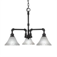 Vintage 3 Light Chandelier Shown In Dark Granite Finish With 7 Frosted Crystal Glass