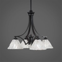 Zilo 4 Light Chandelier Shown In Matte Black Finish With 7 Italian Ice Glass