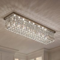 7Pm Light For Dining Room, Dining Room Light Fixture, Large Chandeliers For High Ceilings Modern Chandelier Crystals 47.2 Inch