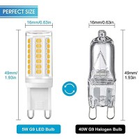 Jandcase G9 Led Light Bulb5W, 40W Equivalent, 400Lm, Soft White 3000K, G9 Base, Led Halogen Replacement Bulbs For Home Lighting, Ceiling Fan, Chandelier, Bedroom, Not Dimmable, 5 Pack