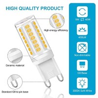 Jandcase G9 Led Light Bulb5W, 40W Equivalent, 400Lm, Soft White 3000K, G9 Base, Led Halogen Replacement Bulbs For Home Lighting, Ceiling Fan, Chandelier, Bedroom, Not Dimmable, 5 Pack