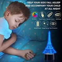 Urwise Romantic Eiffel Tower In Paris France 3D Optical Illusion Night Light,7 Colors Changing,Smart Touch Button Usb Powered,Amazing Creative Art Design For Home Decor Zb-2821