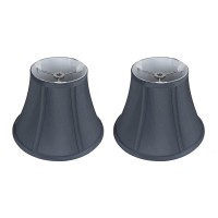 Urbanest Set Of 2 Softback Bell Lampshade, Faux Silk, 5-Inch By 9-Inch By 7-Inch, Gray, Spider-Fitter