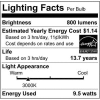 Satco S29589 4.31 Inch 9.5W A19 Led Medium Base Replacement Lamp (Pack Of 4), Color Temperature: 3000, Finish Color: Frosted White