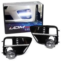 Ijdmtoy Led Daytime Running Light & Halogen Fog Lamp Kit Compatible With 2015-2017 Subaru Wrx/Sti, Includes Led Drl Fog Bezels, Halogen Foglights & Switch Wiring Harness