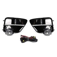 Ijdmtoy Led Daytime Running Light & Halogen Fog Lamp Kit Compatible With 2015-2017 Subaru Wrx/Sti, Includes Led Drl Fog Bezels, Halogen Foglights & Switch Wiring Harness