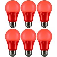 Sunlite 40471 Led A19 Colored Light Bulb, 3 Watts (25W Equivalent), E26 Medium Base, Non-Dimmable, Ul Listed, Party Decoration, Holiday Lighting, 6 Count, Red