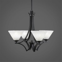 Zilo 4 Light Chandelier Shown In Matte Black Finish With 7 Gold Ice Glass