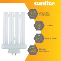 Sunlite Fml27/65K/2Pk Quad Tube Plug-In Compact Fluorescent Lamp, Fml 4-Pin, 27 Watts, 1500 Lumens, 6500K Daylight, 4-Pin (Gx10Q4) Base, 120 Volts, 2 Pack