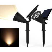 Solar Spotlights, Magictec Warm Light 2-In-1 Adjustable 4 Led Wall/Landscape Solar Lights With Automatic On/Off Sensor, 2 Pack