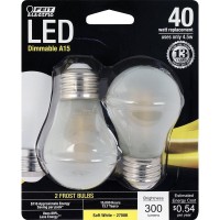 Feit Electric - Decorative Frost Glass Filament Led Dimmable 40W Equivalent Soft White (2700K) Classic A15 Light Bulb, Pack Of 2 (Bpa1540/F/827/Led/2)