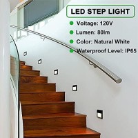 Zonk Outdoor Step Lights 120V Wire Connected, Wall Mounted Waterproof Led Stair Lights Indoor, 3W 4000K Stairway Staircase Lighting, Deck Lights For House, Plastic Wall Lights