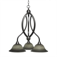 Bow 3 Light Chandelier Shown In Brushed Nickel Finish With 10 Gray Linen Glass