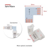 Btflighting 10Sets 3Pin 10Mm Width Right Angle L Shape Solderless Corner Connector For Ws2811 Ws2812B Sk6812 Led Strip No Solde