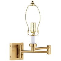 Barnes And Ivy Alta Swing Arm Wall Mounted Lamp Warm Antique Brass Plug-In Light Fixture Dimmable Creme Fabric Bell Shade For Bedroom Bedside House Reading Living Room Home Hallway Dining