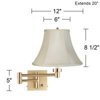 Barnes And Ivy Alta Swing Arm Wall Mounted Lamp Warm Antique Brass Plug-In Light Fixture Dimmable Creme Fabric Bell Shade For Bedroom Bedside House Reading Living Room Home Hallway Dining