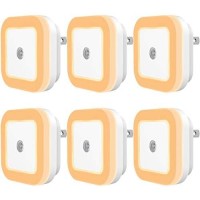 Sycees Plug-In Led Night Light With Dusk-To-Dawn Sensor For Bedroom, Bathroom, Kitchen, Hallway, Stairs, Warm White, 6-Pack