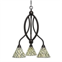 Bow 3 Light Chandelier Shown In Bronze Finish With 7 Sandhill Art Glass