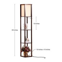 Brightech Maxwell - Modern Shelf Floor Lamp With Lamp Shade And Led Bulb - Corner Display Floor Lamps With Shelves For Living Room, Bedroom And Office - Havana Brown