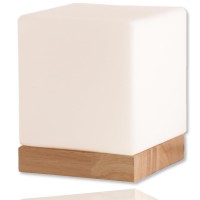 Square Lamp Accent Light Cube: Felix Glass Cube Table Lamp With 6W 2700K Led Bulb Included - Wooden Base Nightstand Cube Light For Bedside, Accent Lamp With Glass Shade For Bookshelf Lighting