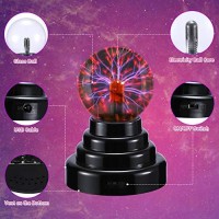 Plasma Ball, 3 Inch Plasma Lamp, Touch Sensitive Plasma Globe - Theefun Usb Or Battery Powered Nebula Thunder Lightning, Novelty Toy For Kids, Parties, Prop, Bedroom, Home, Decoration, Christmas Gifts