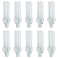 Sunlite 40540 Pld13/Sp35K/10Pk Double Twin Tube Compact Fluorescent Lamp, Pld 2-Pin, 13 Watts, 660 Lumens, 3500K Neutral White, 2-Pin (Gx23-2) Base, 10 Pack