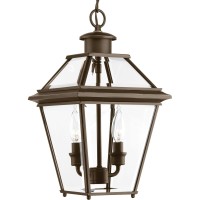 Progress Lighting P6537-20 Burlington Two-Light Hanging Lantern, Oil Rubbed Bronze