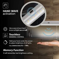 Eshine Hand Wave Activated Under Cabinet Led Lighting Kit, Dimmable, 6-Pack 12 In - Touchless Dimming Control, Black Under Counter Lights For Kitchen, Garage, Office, Shelf - Warm White (3000K)