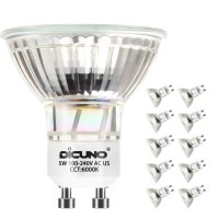 Dicuno Gu10 Led Bulbs 5W Daylight White 6000K, 500Lm, 120 Degree Beam Angle, Spotlight, 50W Halogen Bulbs Equivalent, Non-Dimmable Mr16 Led Light Bulbs, 10-Pack