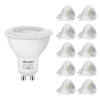 Dicuno Gu10 Led Bulbs 5W Daylight White, 6000K, 500Lm, 45 Degree Beam Angle, Spotlight, 50W Halogen Bulbs Equivalent, Non-Dimmable Mr16 Led Light Bulbs, 10-Pack