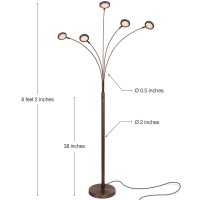 Brightech Orion Arc Floor Lamp For Living Room Tree Floor Lamp With 5 Adjustable Arms Multihead Standing Lamp With Flexible R