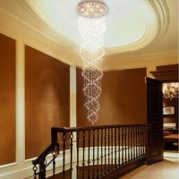 Moooni Modern Double Long Spiral Crystal Chandelier Lighting Rain Drop Decoration For Foyer Staircase Hallway D 23.6