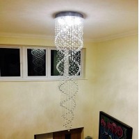 Moooni Modern Double Long Spiral Crystal Chandelier Lighting Rain Drop Decoration For Foyer Staircase Hallway D 23.6