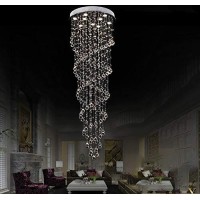 Moooni Modern Double Long Spiral Crystal Chandelier Lighting Rain Drop Decoration For Foyer Staircase Hallway D 23.6